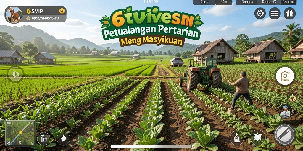 Tampilan gameplay 6SVIP yang menawan dengan aktivitas pertanian.