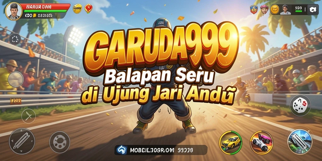 Screenshot GARUDA999 menunjukkan serunya balapan di trek menantang.