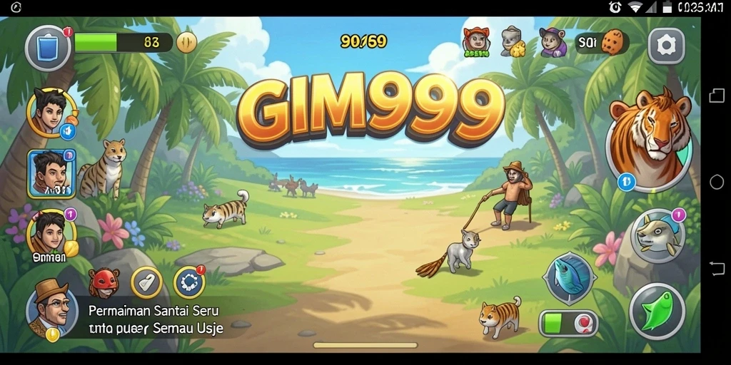 Tampilan gameplay GIM999 yang ceria dan menghibur.