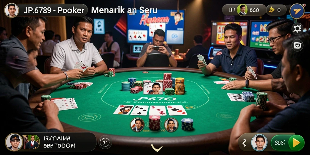 Screenshot utama menunjukkan gameplay poker yang seru di JP6789.