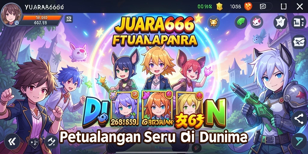 Tampilan gameplay JUARA666 menampilkan karakter anime yang dinamis dan pertarungan seru.