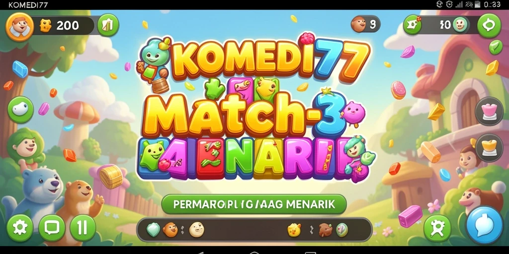 Tampilan gameplay seru dari KOMEDI77 dalam aksi Match-3.