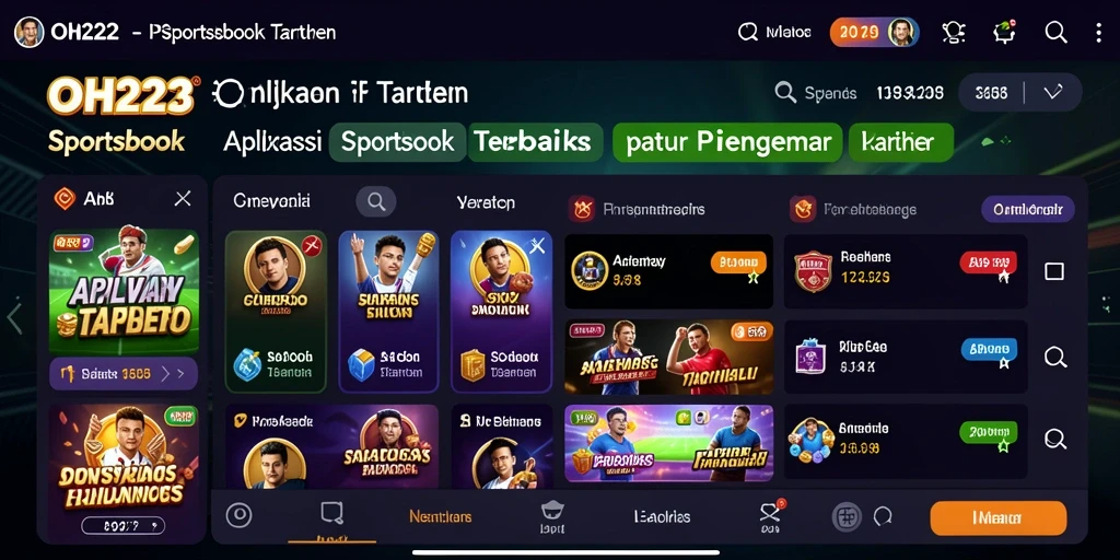 Screenshot menunjukkan antarmuka pengguna OH222 saat memasang taruhan olahraga.