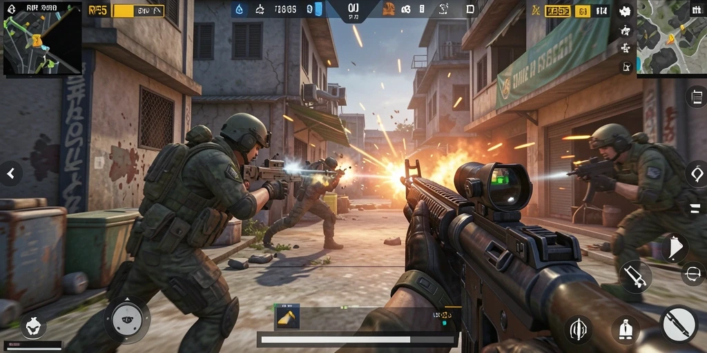 Gameplay intens di RP55 dengan aksi tembak-menembak yang mendebarkan.