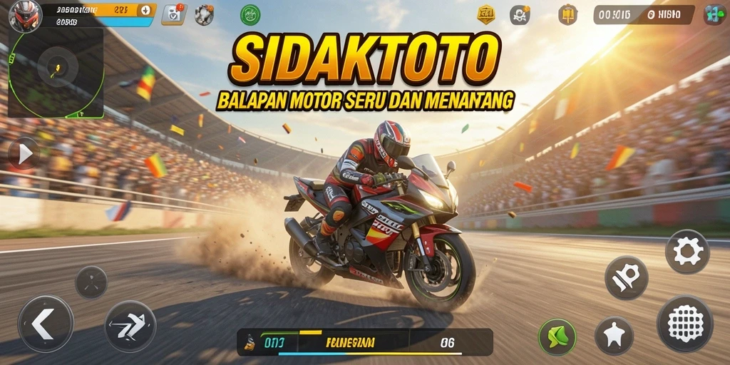 Gameplay seru dan menantang di SIDAKTOTO dengan balapan motor yang intens.