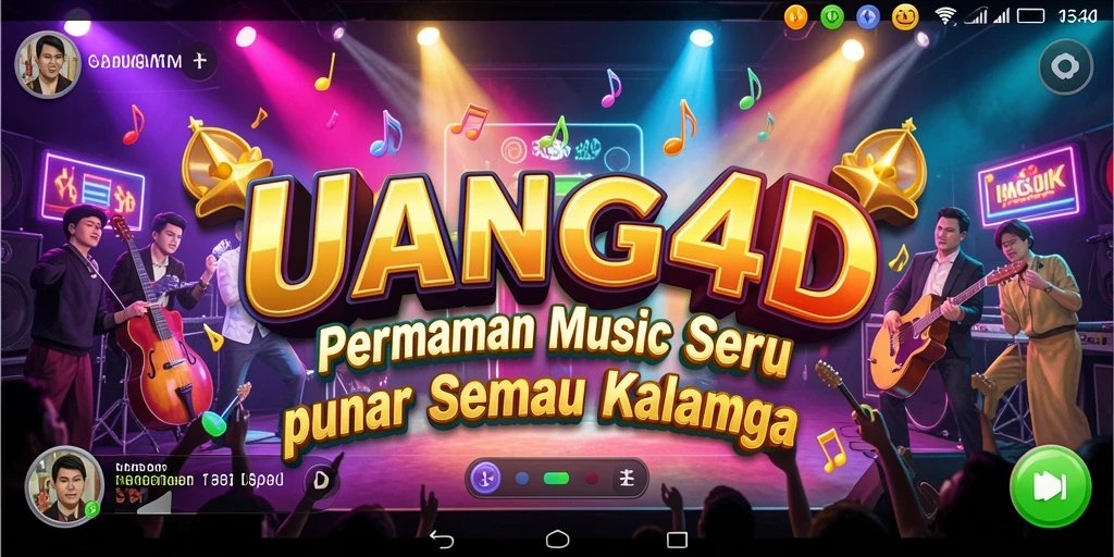 Tampilan gameplay seru dari aplikasi UANG4D yang penuh musik.